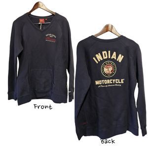 INDIAN MOTORCYCLE‎ Icon Sweatshirt Navy V-Neck LARGE Women's